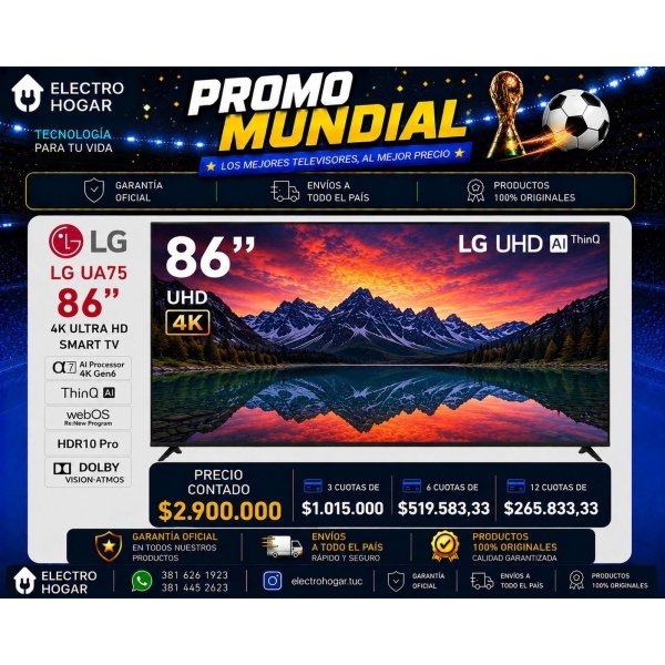 LG 86" UA75 4K ULTRA HD