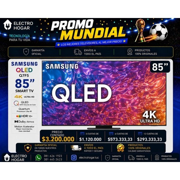 SAMSUNG QLED 85" Q7F5 4K ULTRA HD